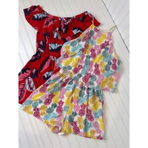 Finn & Grace Pineapple Print & Express Ruffled Rompers Bundle Womens Size XS